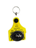 Cattle tag keychain with concho arete de vaca llavero con concho