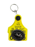 Cattle tag keychain with concho arete de vaca llavero con concho