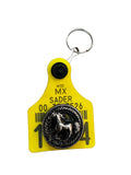 Cattle tag keychain with concho arete de vaca llavero con concho