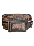 Embroidered Bull Belt