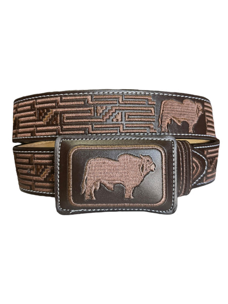 Embroidered Bull Belt