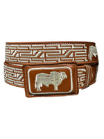 Embroidered Bull Belt