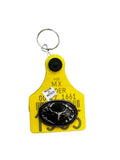 Cattle tag keychain with concho arete de vaca llavero con concho