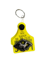 Cattle tag keychain with concho arete de vaca llavero con concho