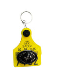 Cattle tag keychain with concho arete de vaca llavero con concho