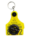 Cattle tag keychain with concho arete de vaca llavero con concho