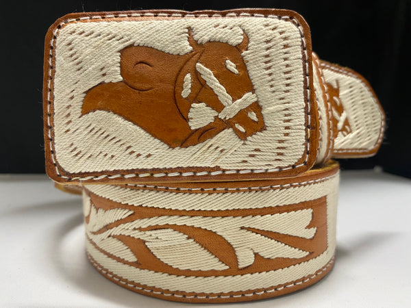 Men’s Western Style Handmade in Light Brown with Bulls