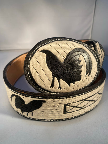 Men’s Western Style Handmade in Black with Roosters